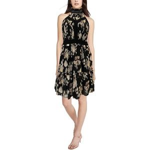 Twelve Street by Cynthia Vincent high neck sleeveless tiered ruffle mini…
